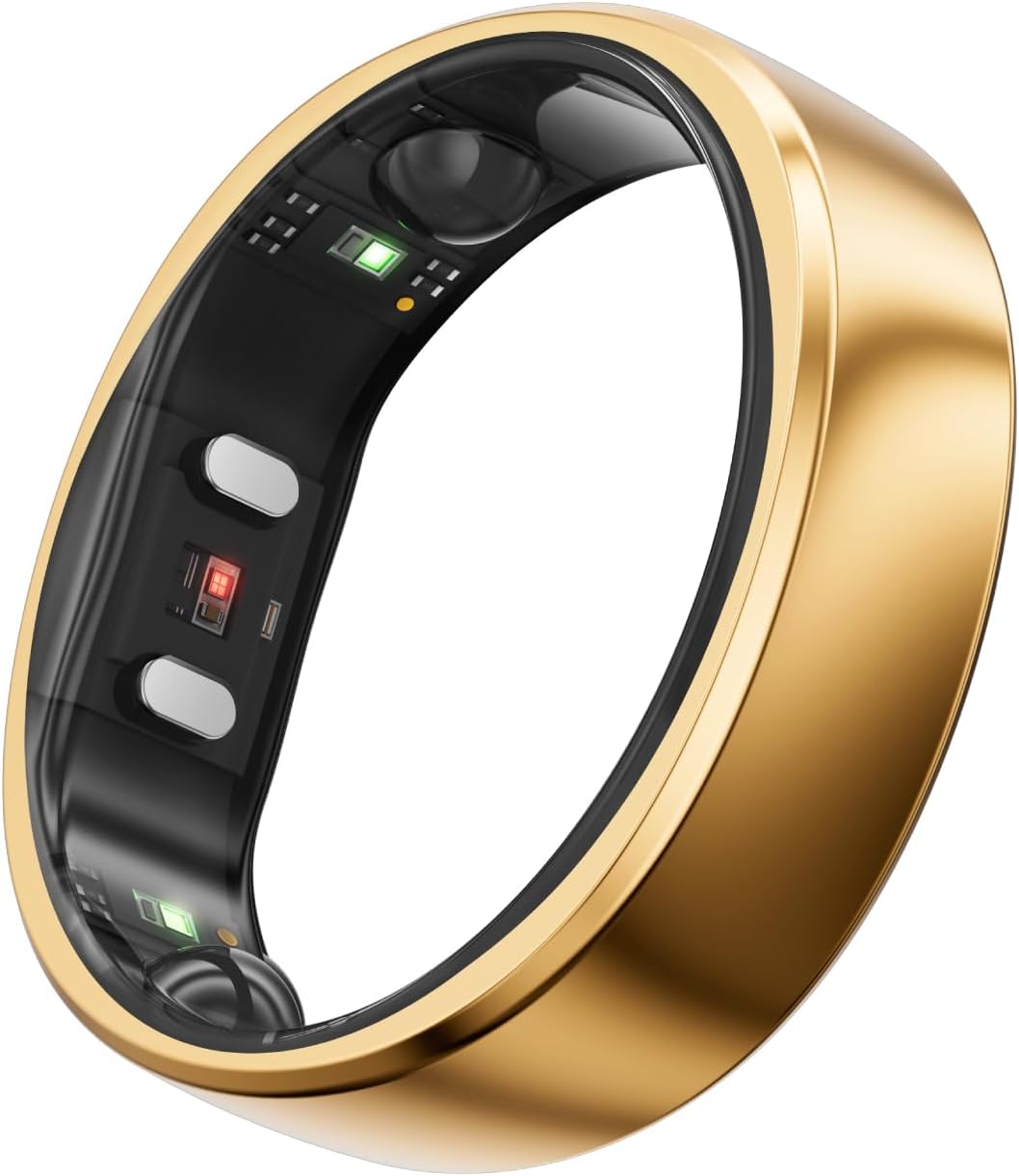 RingConn Gen 2 Smart Ring, No App Subscription, Size First with Sizing Kit, 12-Day Battery Life, Stress/Women's Health Tracker, Compatible with Android & iOS (Black, Size 8) - PuriLite