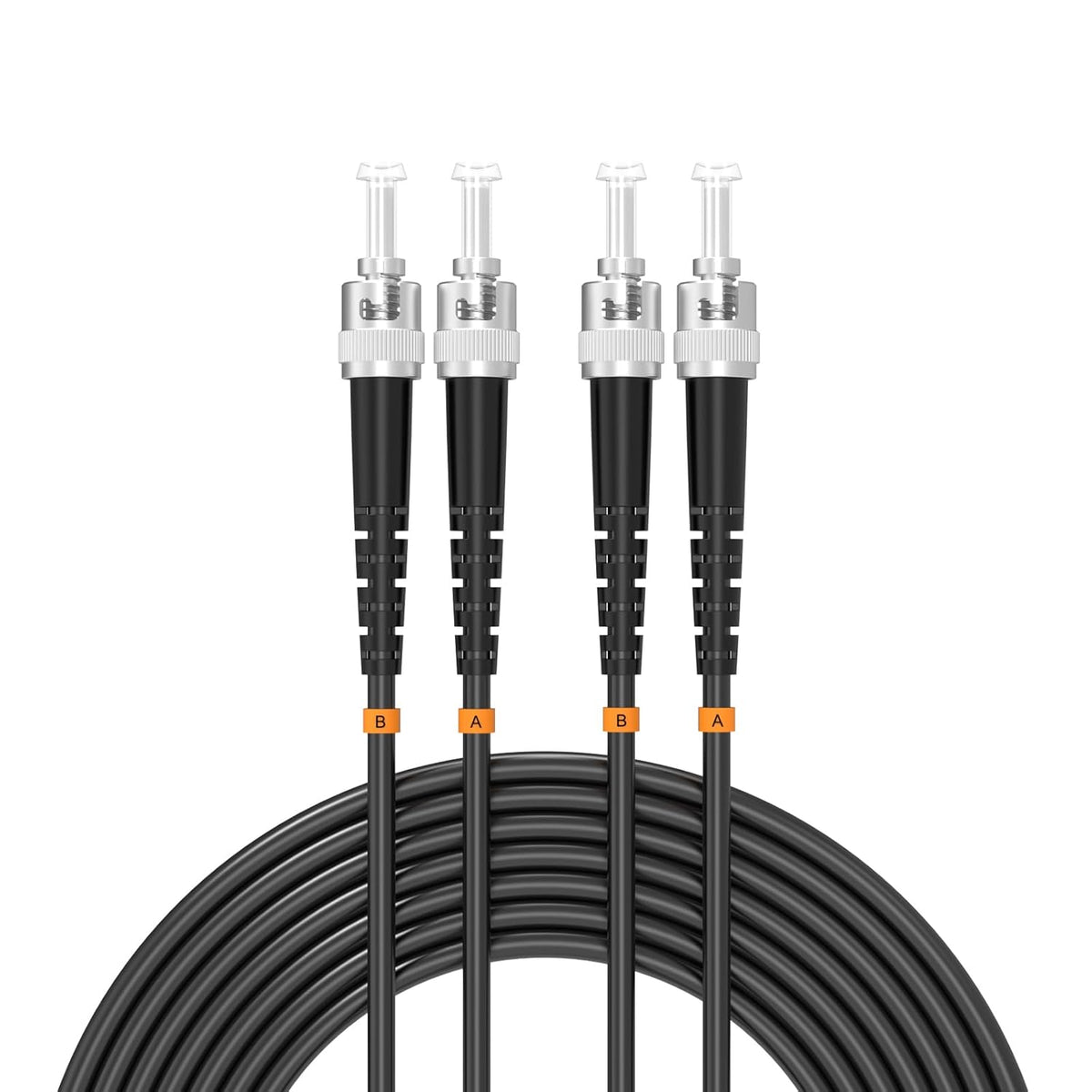 Buacoz 200 Meters LC to LC UPC Outdoor Armored Fiber Patch Cable, 9/125um Single Mode Duplex Fiber Optic Internet Cables, Jumper Optical Patch Cord, (200M/656ft), TPU Black - PuriLite