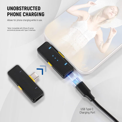 NEEWER CM28 Wireless Lavalier Microphone System with Charging Case, 1 Click Noise Canceling, 4GB Storage for 9Hrs of 48KHz 16 Bit Uncompressed Audio Lapel Mic Compatible with iPhone/Android/PC/Camera - PuriLite