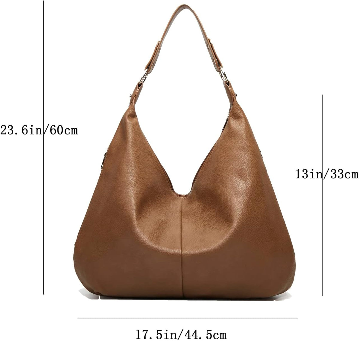 Ashioup Hobo Bags for Women Soft PU Leather Shoulder Bag Vintage Slouchy Handbag with Zipper - PuriLite