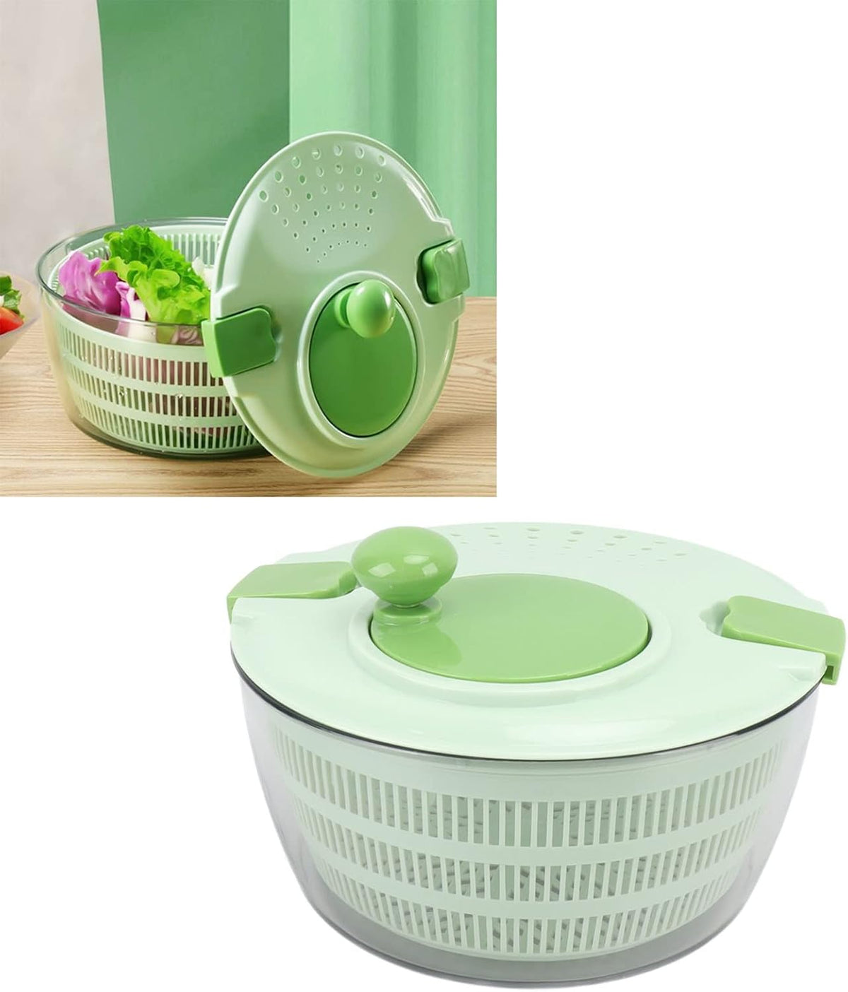 Salad Spinner Lettuce Washer with Drain Bowl Colander Handle, Veggie Dryer Fruit Washer Drainer for Cleaning Drying Greens Vegetables Fruits(Blue) - PuriLite