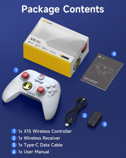 EasySMX X15 PC Controller - Enhanced Wireless Bluetooth Controller with Hall Joysticks/Hall Triggers/RGB Lighting - No Stick Drift, No Dead Zone - Work for Windows PC, Android, Steam and Switch - PuriLite
