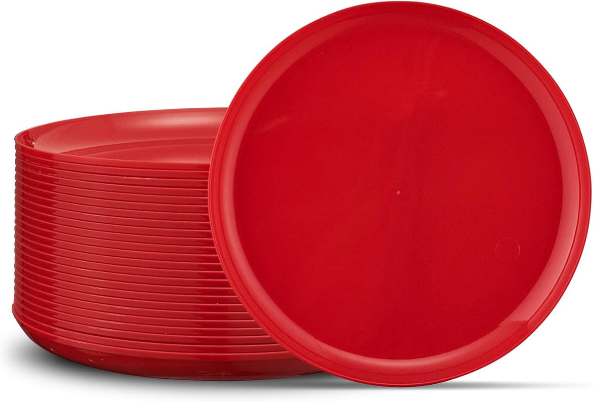 PLASTICPRO [30 Pack 10.7'' Christmass Green Plastic Party Plates Edge Collection Premium heavyweight Elegant Disposable Tableware Dishes - PuriLite