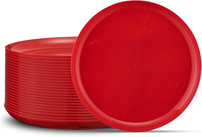 PLASTICPRO [30 Pack 10.7'' Christmass Green Plastic Party Plates Edge Collection Premium heavyweight Elegant Disposable Tableware Dishes - PuriLite