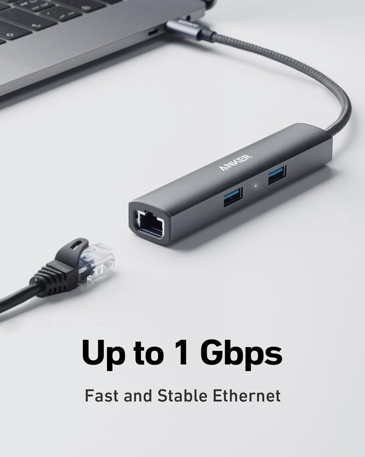[Upgraded Version] Anker USB C Hub Adapter,5-in-1 USB C Adapter with 4K USB C to HDMI, Ethernet Port, 3 USB 3.0 Ports, for MacBook Pro, iPad Pro, XPS, Pixelbook, and More - PuriLite