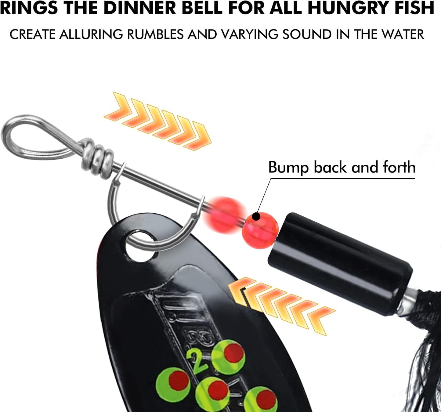 TRUSCEND Fishing Spinners with Unique Double Spoons, Nano-Plated Rooster Tail Fishing Lures with Copper Body & Blade, Great Action Blade Bait for Bass Trout Walleye, Freshwater Ice Fishing Jigs - PuriLite