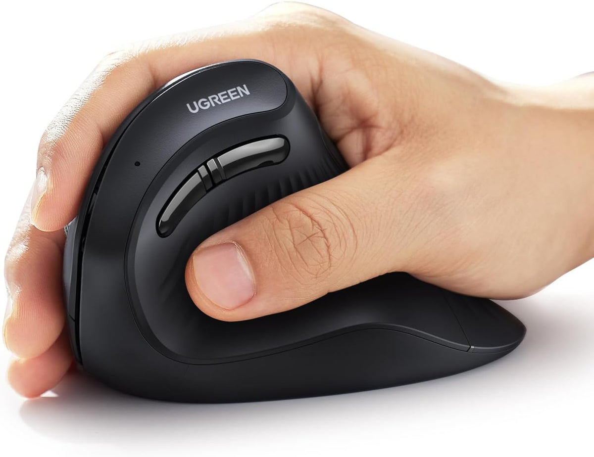 UGREEN Ergonomic Wireless Vertical Mouse with 5 Buttons, Bluetooth 5.0 & 2.4Ghz with USB Receiver, 4 DPI Levels up to 4K, Silent Click, Compatible with Windows, Linux, Mac, Android and Chrome - PuriLite