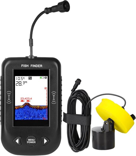 Portable Fish Finder, Water Handheld Fish Depth Finder Sonar Kayak Boat Fishfinder Transducer Fishing LCD Display - PuriLite