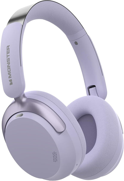 Monster Persona 3rd ANC Active Noise Canceling Headphones, Wireless Bluetooth 5.4 Over-Ear Headphones with 6 Mics, 70H Playtime and 3 EQ Modes, Deep Bass, Foldable Comfort Design for Travel, Purple - PuriLite