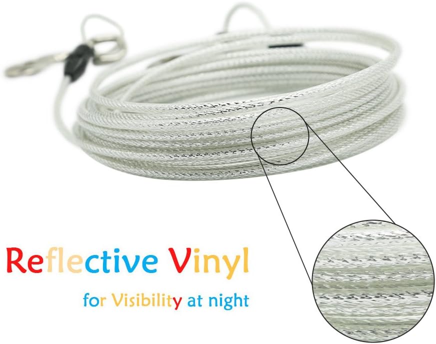 Petest 25ft Reflective Tie-Out Cable for Small Dogs Up to 35 Pounds - PuriLite