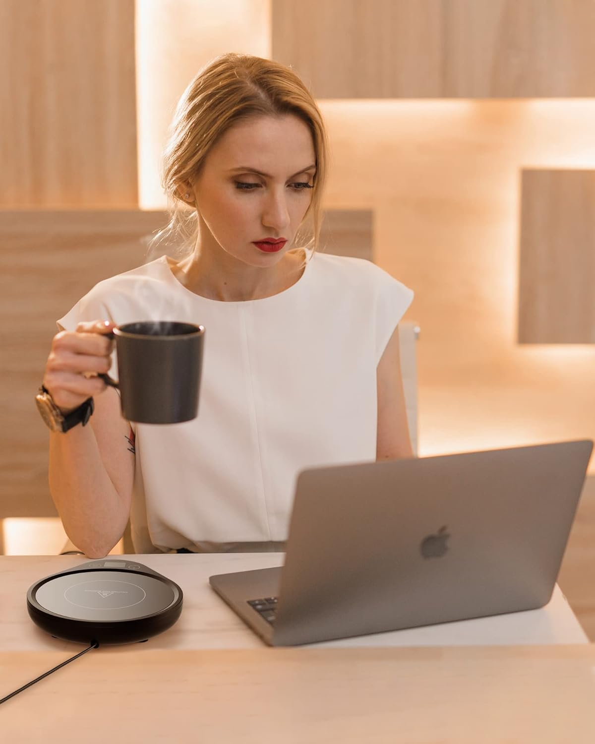 Coffee Mug Warmer Smart Cup Warmer with 3 Temperature Settings Electric Beverage Warmer Plate Auto Shut Off, Coffee, Tea and Milk Warmer for Office Home Desk Use (Cup Not Included) - PuriLite