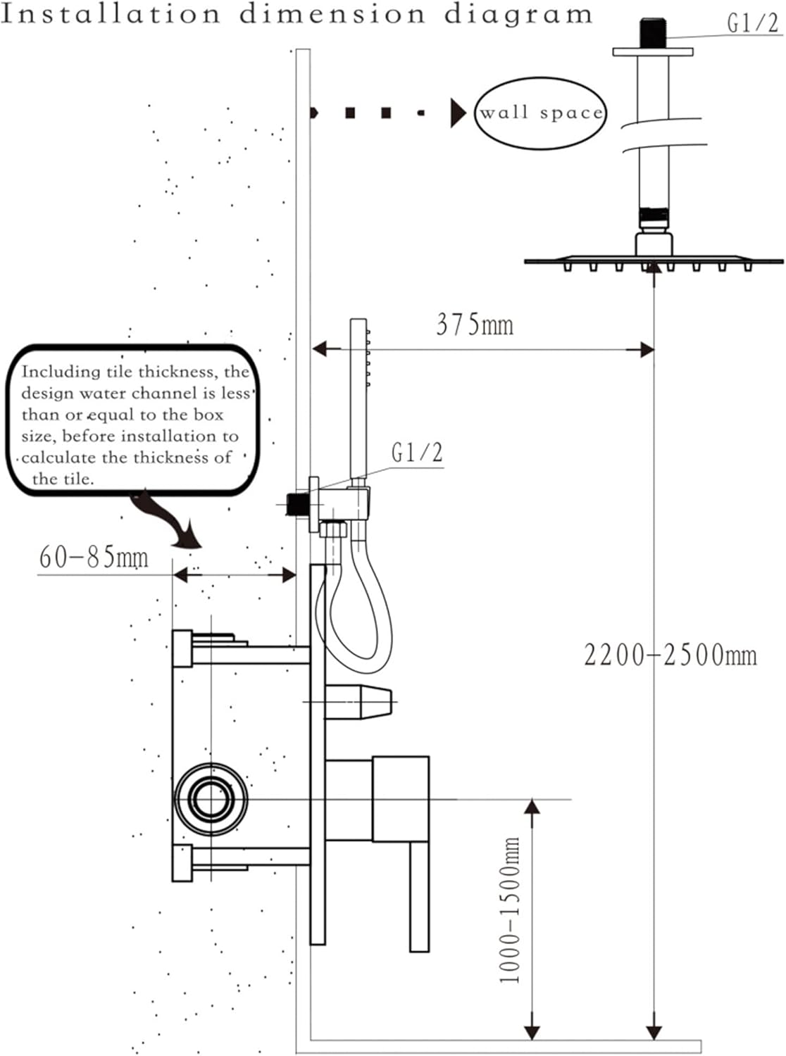 Fransiton Shower System Rain Shower System Set Ceiling Mounted, Rainfall Shower Head with Handheld, Bathroom Shower Kit (Valve Included) (8" - Wall Mount, Matte Black) - PuriLite