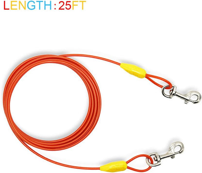 Petest 25ft Reflective Tie-Out Cable for Small Dogs Up to 35 Pounds - PuriLite