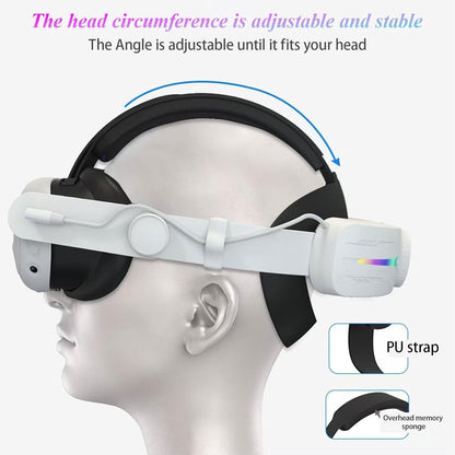 Crspexil Head Strap Battery Pack for Meta Quest 3， with Extended 12000mah Battery Pack，with RGB Light(Compatible with Meta Quest 3S) - PuriLite