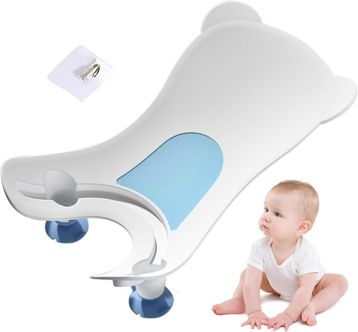 Baby Sink Bath with Suction Cup, Portable Sink Baby Bath with Hanging Hole, Buttock Support Washing Tool for Counter Bathtub Daily Use Bathtub for - PuriLite
