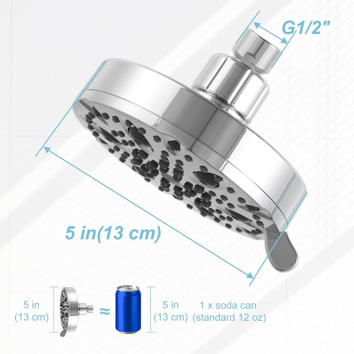 OFFO Shower Head, High Pressure Shower Head with Pause Mode, 9 Mode Fixed Showerheads for Strong Water Flow & Relaxing Shower Experience,Brushed Nickel - PuriLite