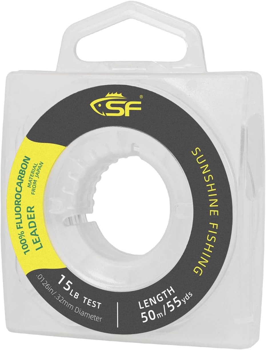 SF 100% Pure Fluorocarbon Leader Material Fishing Line Virtually Invisible Shock Resistant Increased Sensitivity Sink Fast Clear 55yd - PuriLite
