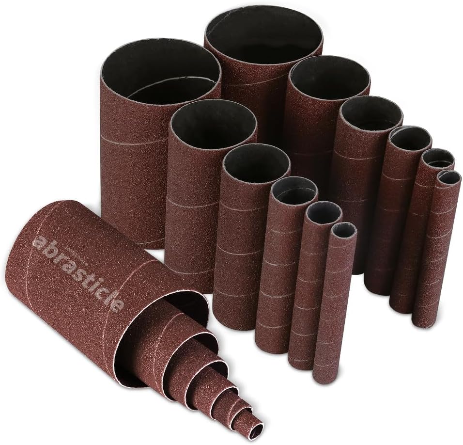 18 Pack Spindle Sander Sleeves, Sanding Sleeves for Oscillating Sander, 80 150 240 Assorted Grit Sandpaper, 4-1/2" Length, 1/2",3/4",1",1-1/2", 2", 3" Diameter - PuriLite