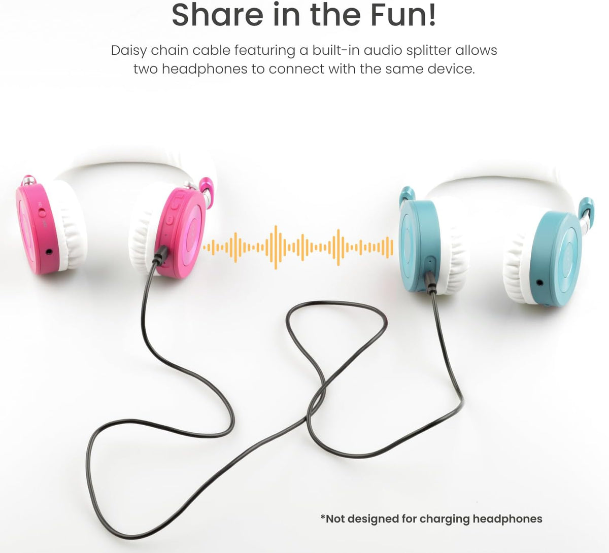 JuniorJam Plus Volume Limiting Headphones for Kids, Foldable & Adjustable Bluetooth Headphones, 22-Hour Battery Life USB-C Charging (Black) - PuriLite