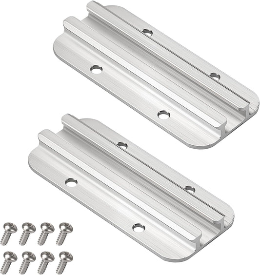 Kayak Track Kayak Rail Accessories Mount for Fishing Rod, Cup Holder, Paddle Holders, Fish Finder, Anchor Cleats for 1/2" Wide Track Hardware (4 Inches, Aluminum, 2 Pieces) - PuriLite