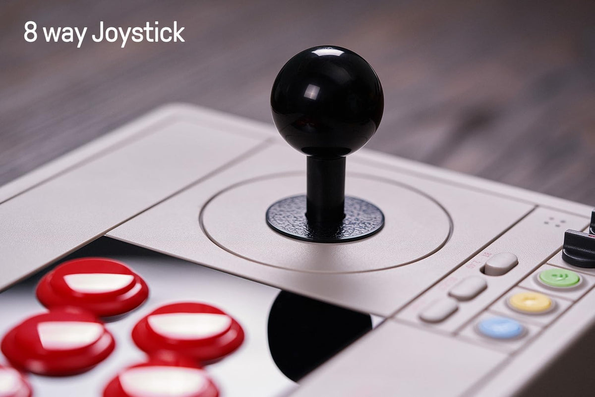 8BitDo Retro Arcade Fight Stick 8 Way Joystick with 2 Dedicated Macro Buttons and Turbo Function for Switch/Switch 2 and PC Windows, Support Bluetooth, 2.4G Wireless and Wired USB-C Cable Connection - PuriLite