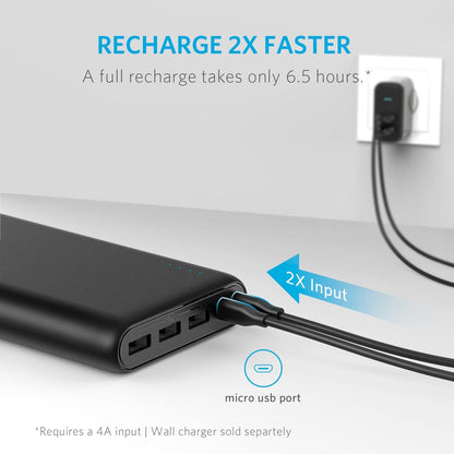 Anker Power Bank, 26,800 mAh External Battery with Dual Input Port and Double-Speed Recharging, 3 USB Ports for iPhone 15/15 Plus/15 Pro/15 Pro Max, iPad, Samsung, Android and Other Devices - PuriLite