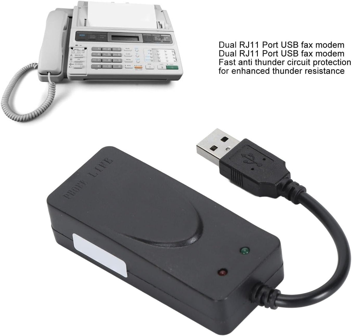 USB 56K External Dial Up Fax Data Modem with RJ11 Cable for 98/2000/xp Vista, for 11/10/8/7, 32/64bit, for Linux Operating System - PuriLite