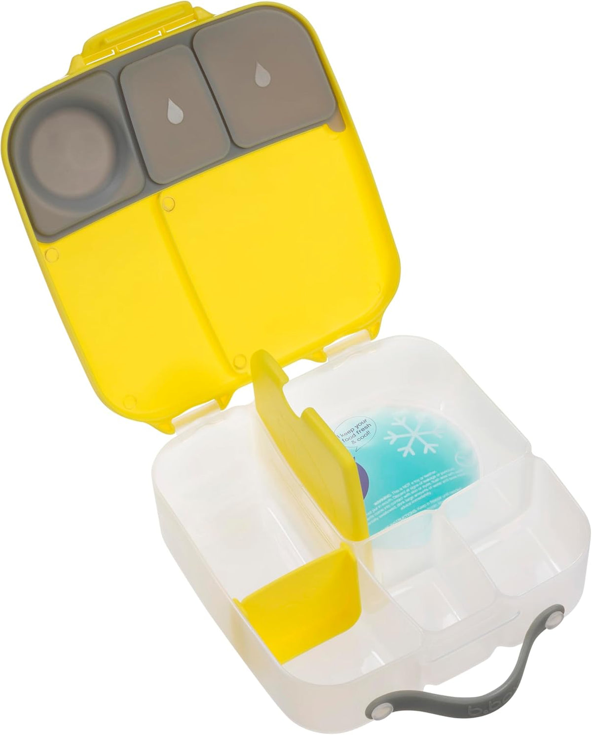 b.box 5-Compartment bento Style Lunch Box for Kids, Toddlers, Childrens, BPA-Free Food Storage Container with Cooler Pack, ON-The-GO Food Box with Handles Included Custom Divider, Lemon Twist - PuriLite