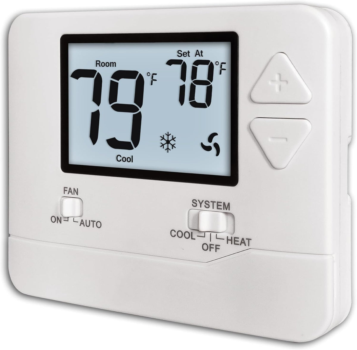 Heagstat Non-Programmable Thermostats for Home Single-Stage 1 Heat/ 1 Cool (with Green Backlight) - PuriLite