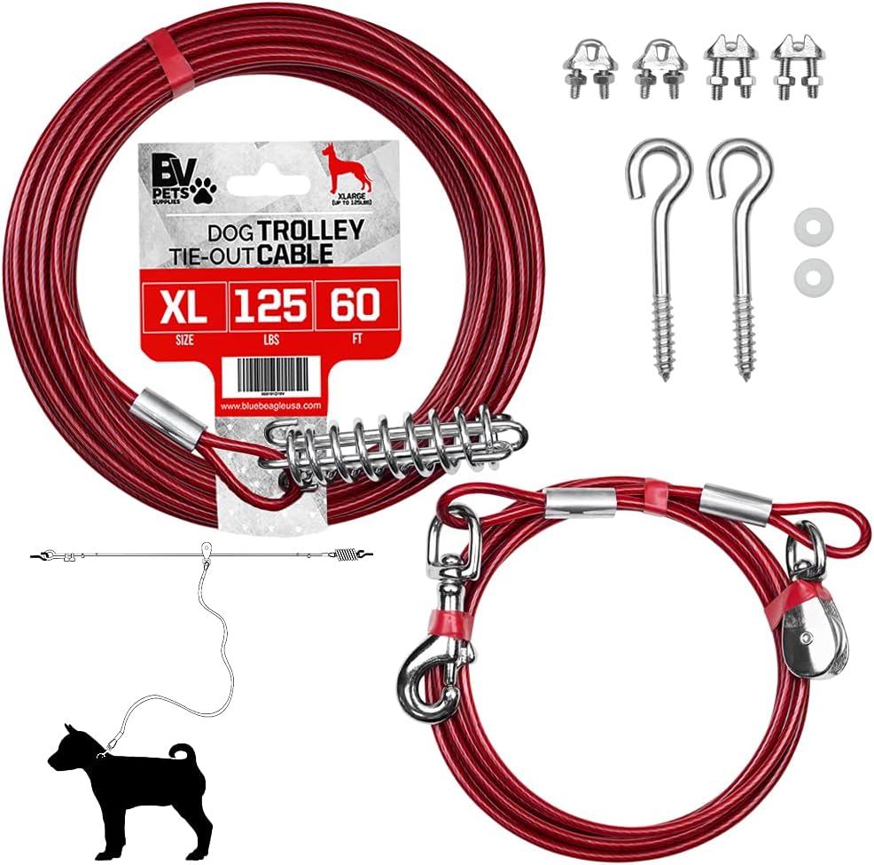BV Pet Small Tie Out Cable for Dog up to 35 Pound, 25-Feet - PuriLite