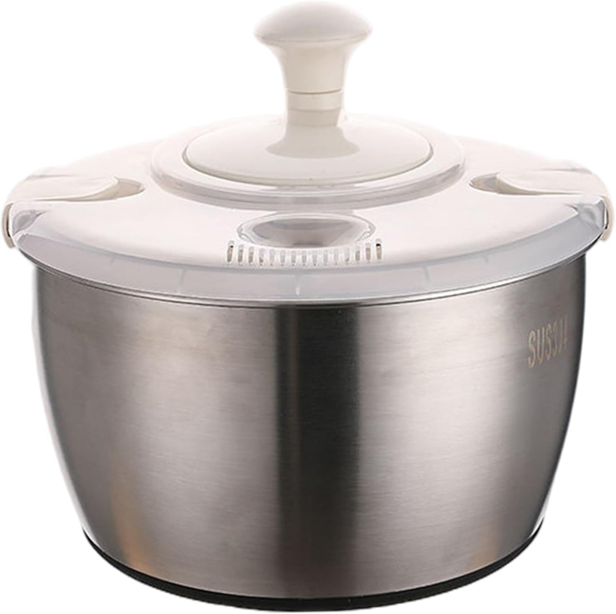 Salad Spinner 5L Dual Layer Stainless Steel & PP Lettuce Spinner with Lid & Rotating Handle Multi-Purpose Quick Dry Fruit and Vegetable Wash for Kitchen - PuriLite