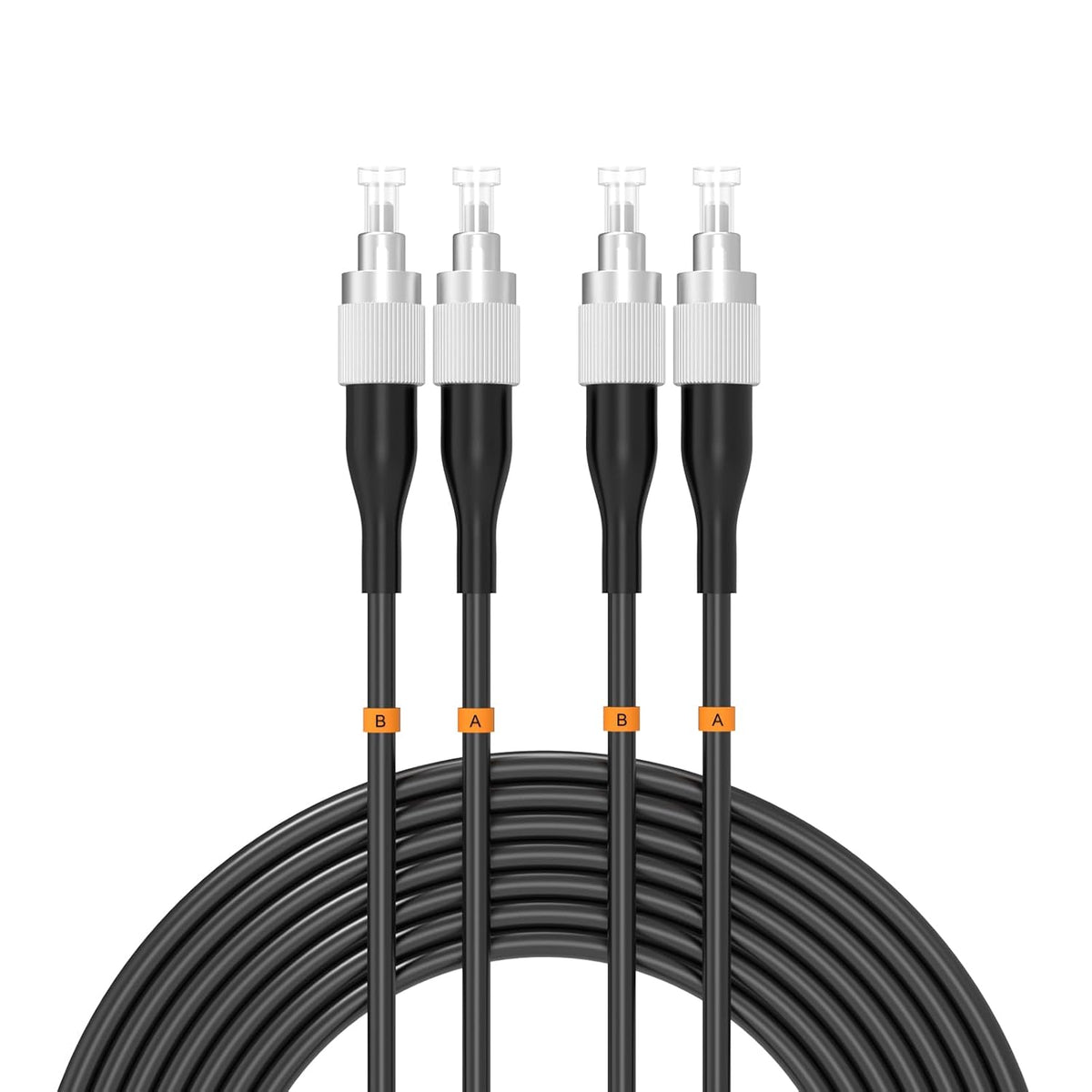 Buacoz 200 Meters LC to LC UPC Outdoor Armored Fiber Patch Cable, 9/125um Single Mode Duplex Fiber Optic Internet Cables, Jumper Optical Patch Cord, (200M/656ft), TPU Black - PuriLite