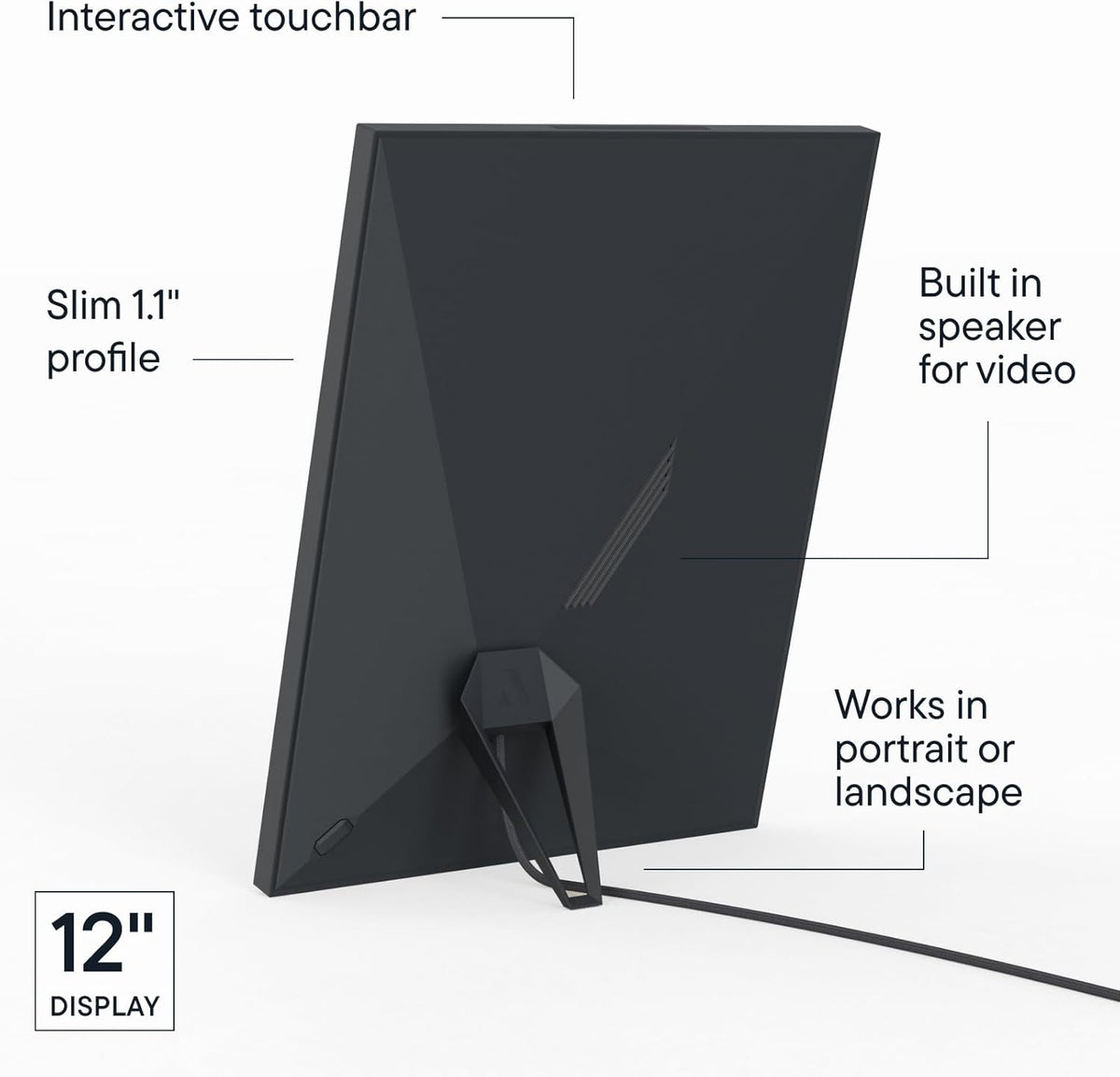 Aura Aspen 12" Digital Photo Frame - Black with Paper Mat - PuriLite