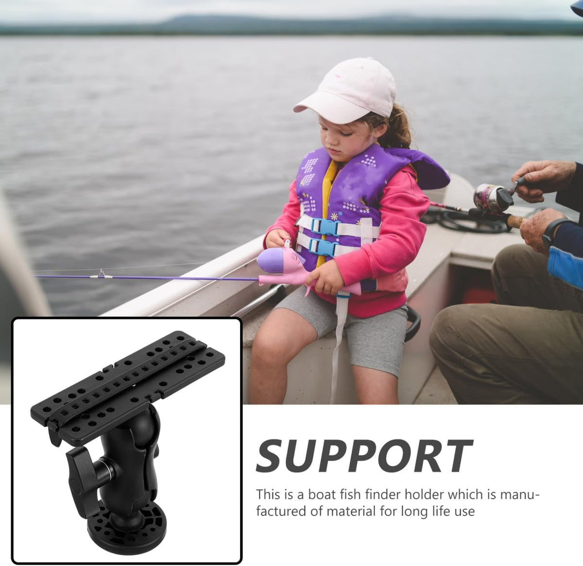 Multifunctional Fish Finder Rack Platform Adjustable Fish Finder Bracket for Kayak and Boat Navigation Easy Install Nylon and Silicone Holder - PuriLite