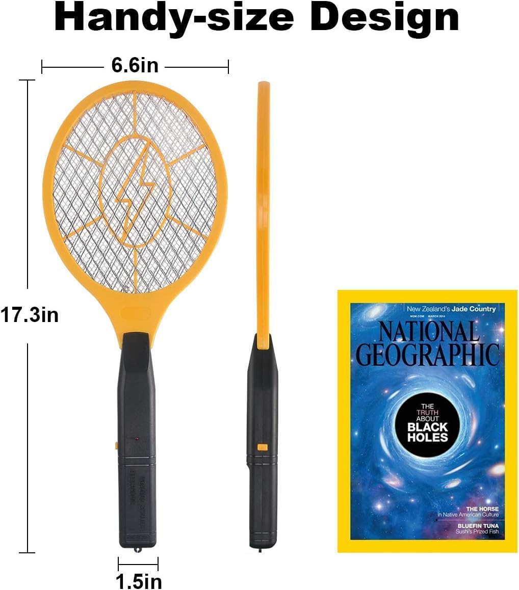 2 Pack Bug Zapper Electric Fly Swatter Zapper - Indoor Outdoor Zapping Racket for Pest Control - Safe to Touch with 3-Layer Safety Mesh - PuriLite