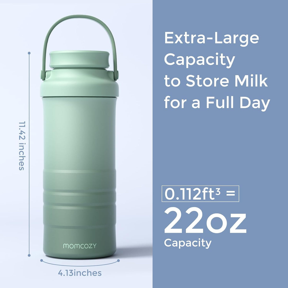 Momcozy 22oz Portable Breast Milk Cooler for Outdoor, 360°Total Cooling for 24Hours, Larger Capacity Travel Breastmilk Chiller with 2pcs Baby Bottles for Breastmilk Storage, Breastfeeding Essentials - PuriLite
