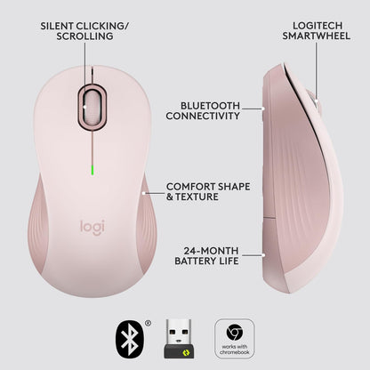 Logitech Signature M650 L Full Size Wireless Mouse - For Large Sized Hands, 2-Year Battery, Silent Clicks, Customizable Side Buttons, Bluetooth, for PC/Mac/Multi-Device/Chromebook - Black - PuriLite