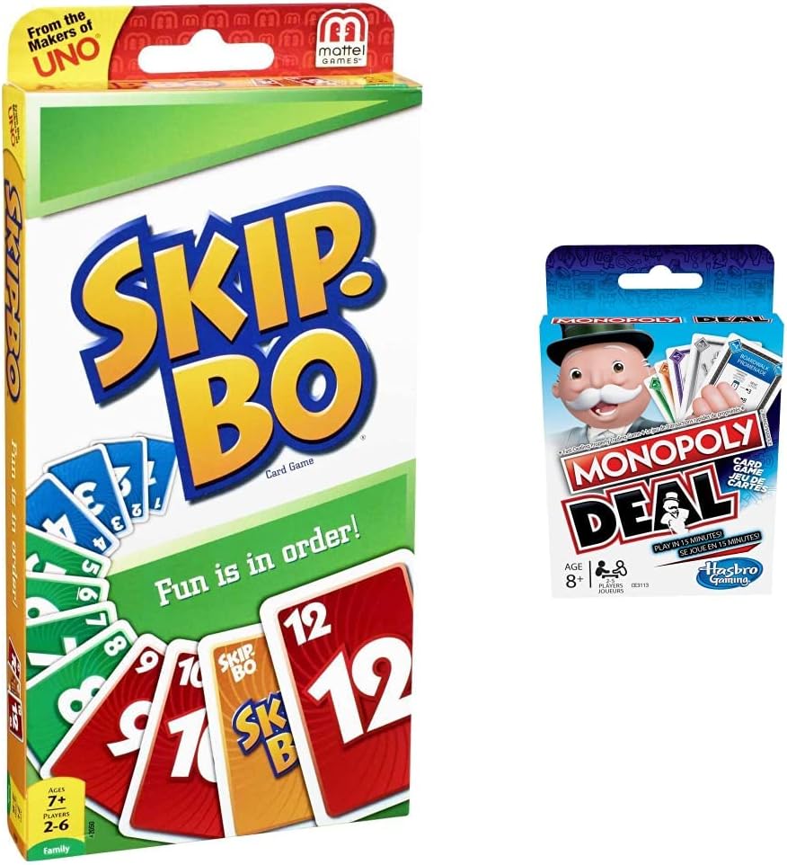 Mattel Games Skip-Bo Card Game for Kid, Adult & Family Nights, Color Blind Accessible Deck for 2 to 6 Players Ages 7+ - PuriLite
