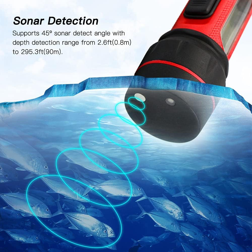 Portable Fish Finder,HUIOP Sonar Ice Fishing Fishfinder with LED Underwater Light Handheld Fishfinder with 0.8-90m Detection Depth - PuriLite