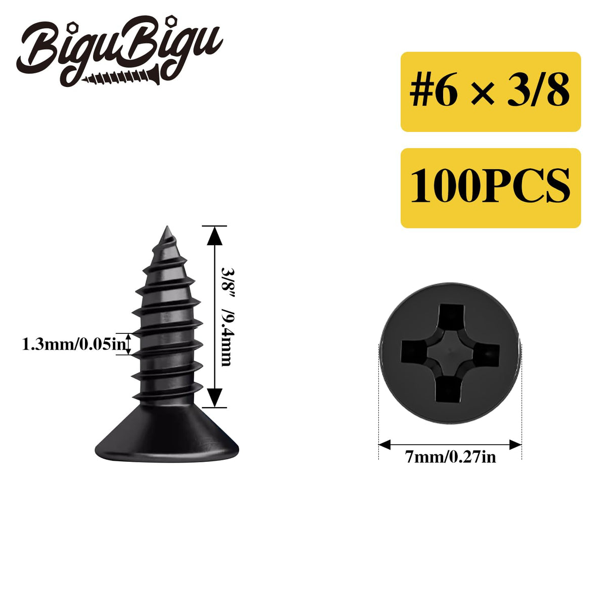 #4 * 2" Wood Screws, Flat Head Phillips Black Stainless Steel, 100Pcs Corrosion Resistant for Wood, Drywall Applications, and Outdoor Use - PuriLite
