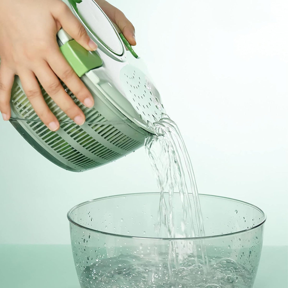Salad Spinner Lettuce Washer with Drain Bowl Colander Handle, Veggie Dryer Fruit Washer Drainer for Cleaning Drying Greens Vegetables Fruits(Blue) - PuriLite