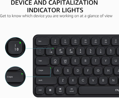 RAPOO Keyboard and Mouse Wireless - 9010M Multi-Device Wireless Keyboard Mouse Combo, 2.4GHz/Bluetooth 5.0/4.0 Wireless Keyboard Mouse Set for Windows/Mac/Linux/Chrome, Support 4 Devices, Silent Click - PuriLite