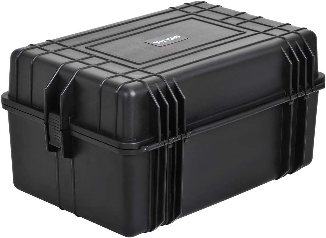 MEIJIA Portable Waterproof Protective Hard Case,Camera Case with Customizable Fit Foam Inserted, Elegant Black (9.17"x 7.56"x4.33") - PuriLite