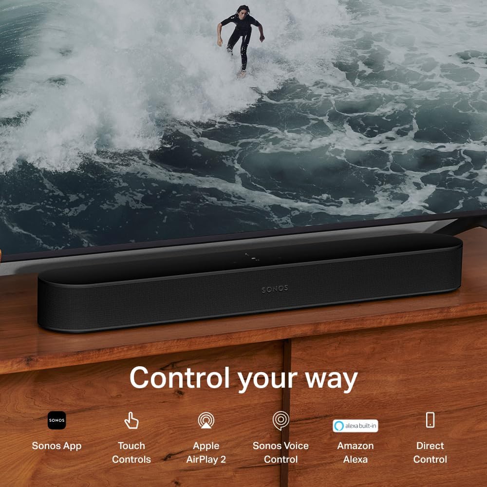Sonos Beam Gen 2 - Black - Soundbar with Dolby Atmos - PuriLite