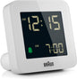 Braun Digital Alarm Clock with Snooze, Negative LCD Display, Quick Set, Crescendo Beep Alarm in White, Model BC09W. - PuriLite