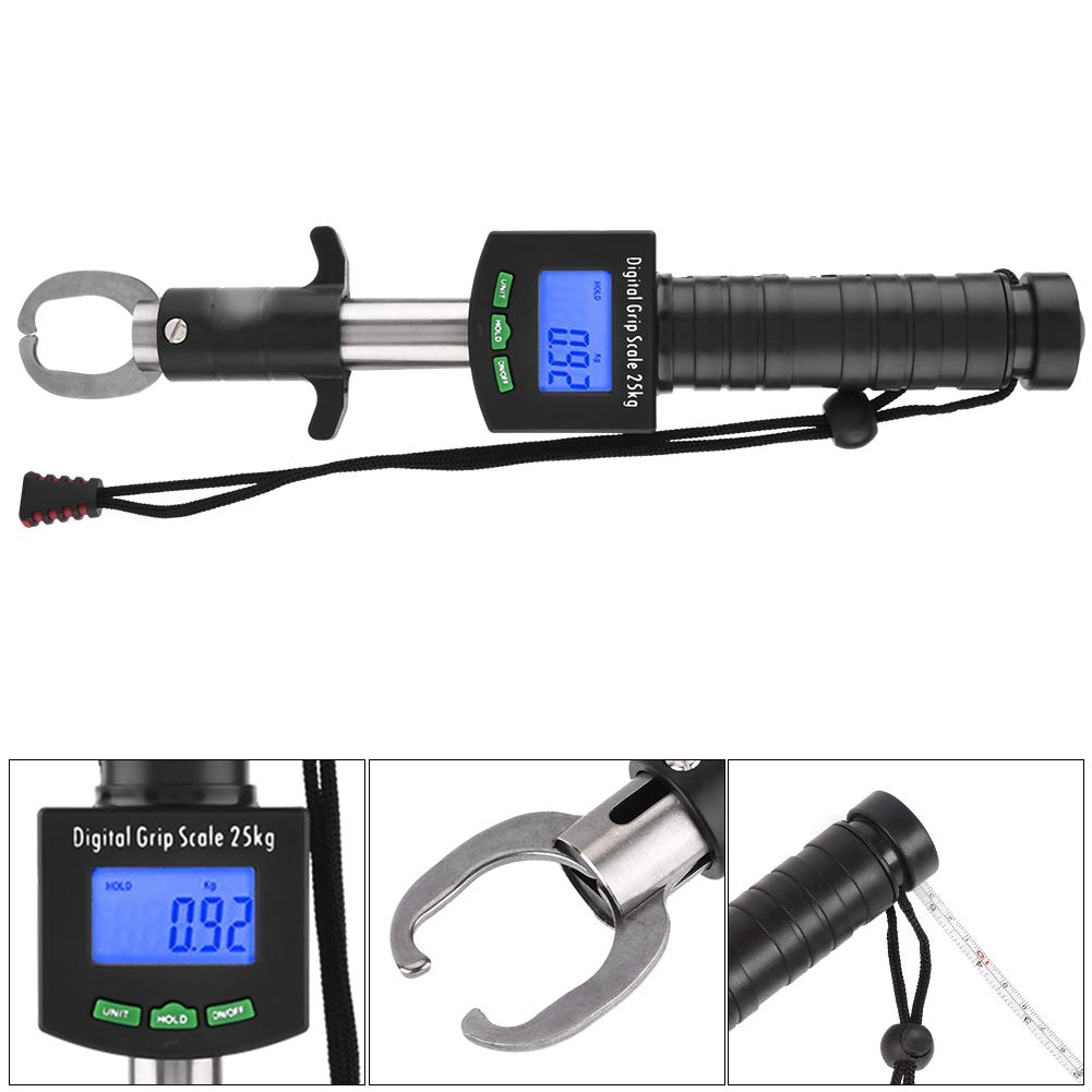 Fish Lip Grip with LED Display Multi-Function Digital Fish Grip Scale 25 Kg 55LB Electronic Control Grabber - PuriLite