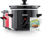KOOC Small Slow Cooker, 2-Quart, Free Liners Included for Easy Clean-up, Upgraded Ceramic Pot, Adjustable Temp, Nutrient Loss Reduction, Stainless Steel, Black, Round… - PuriLite