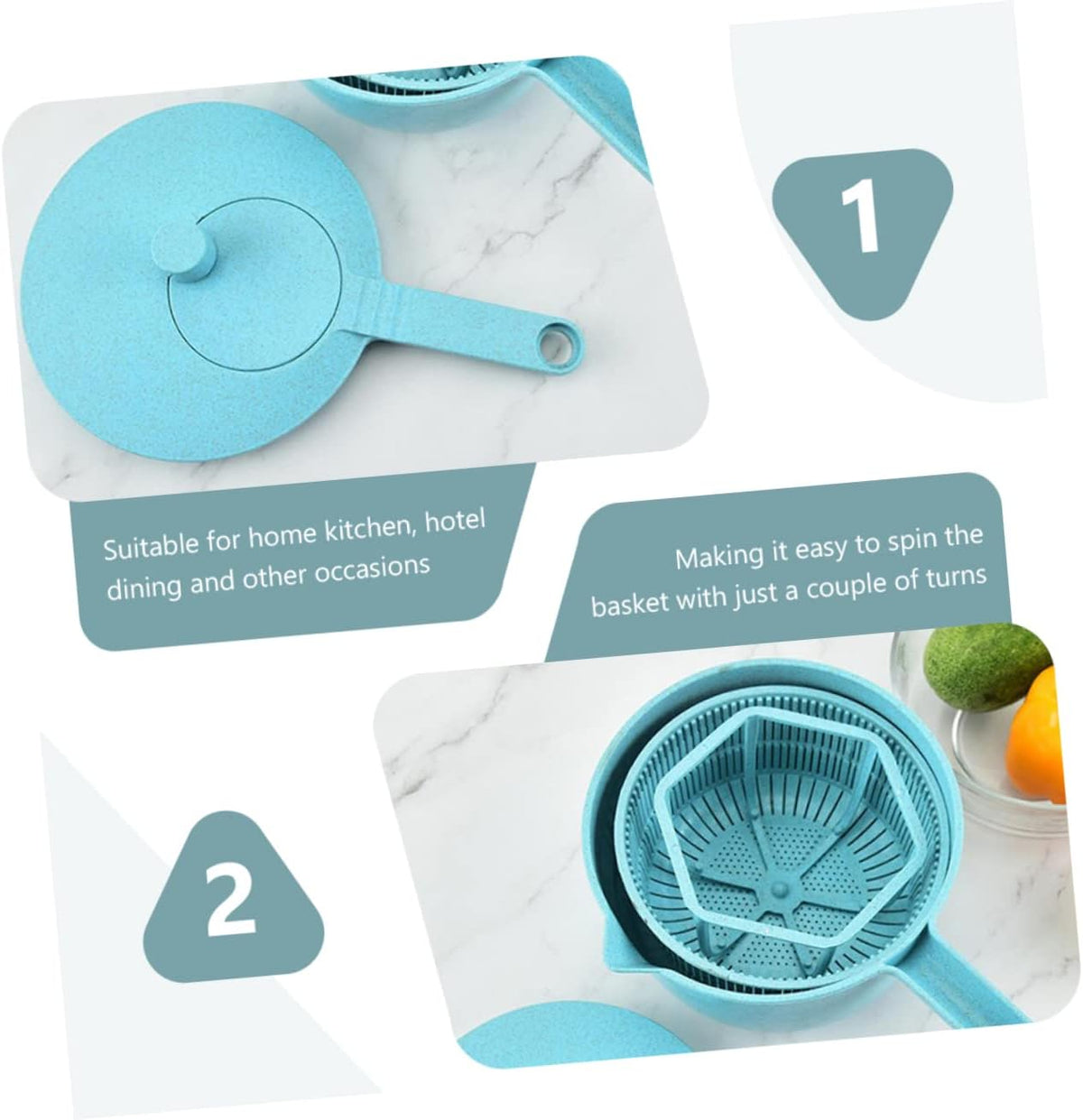 COLLBATH Manual Salad Spinner for Quick Drying Versatile Utensil Storage and Drain Basket for Veggies - PuriLite