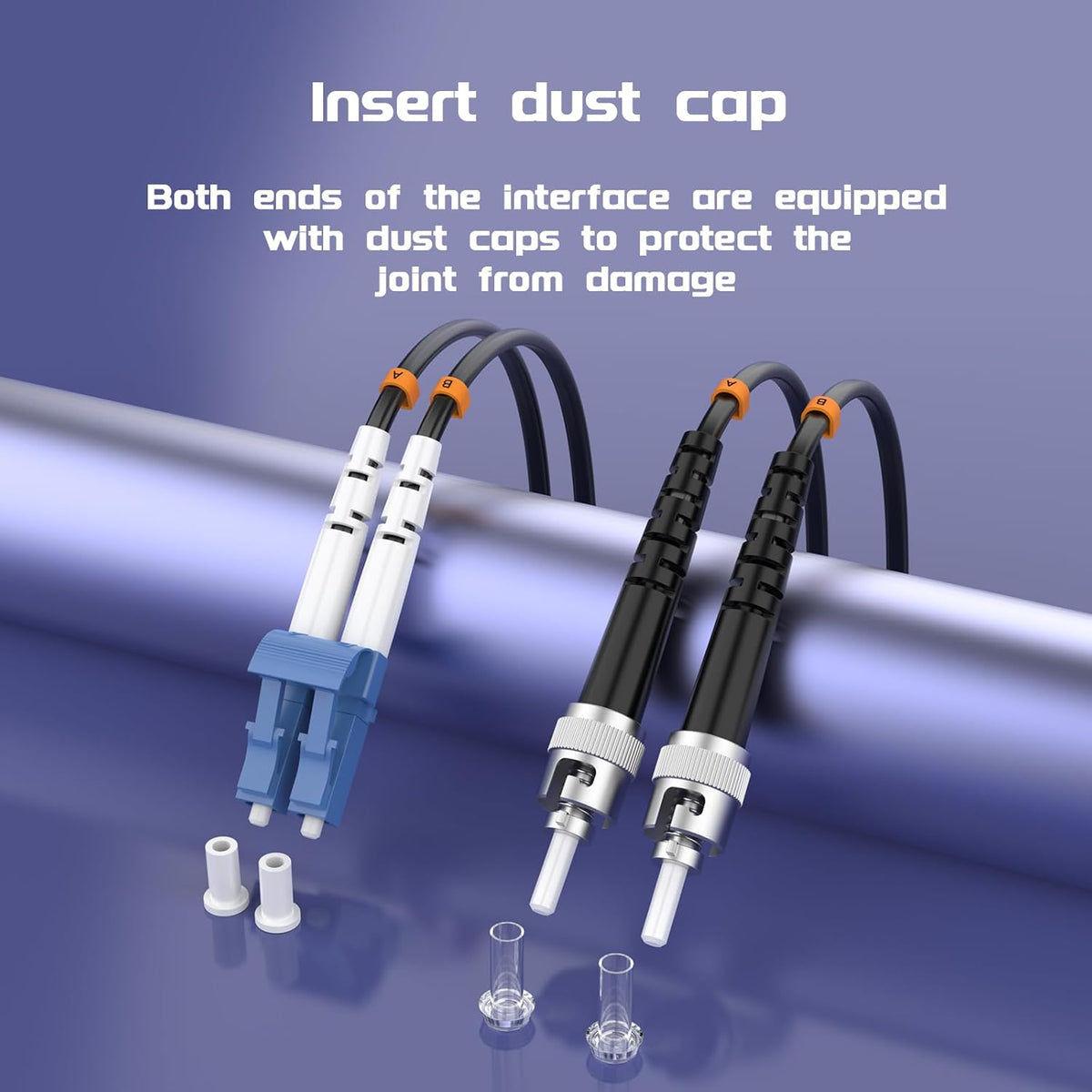 Buacoz 200 Meters LC to LC UPC Outdoor Armored Fiber Patch Cable, 9/125um Single Mode Duplex Fiber Optic Internet Cables, Jumper Optical Patch Cord, (200M/656ft), TPU Black - PuriLite