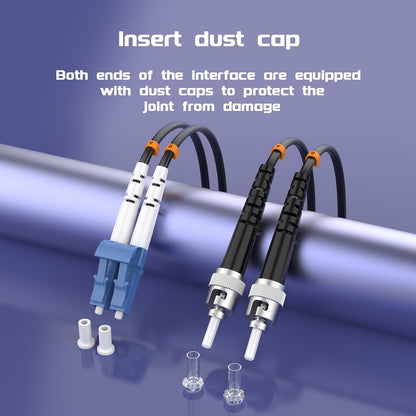 Buacoz 200 Meters LC to LC UPC Outdoor Armored Fiber Patch Cable, 9/125um Single Mode Duplex Fiber Optic Internet Cables, Jumper Optical Patch Cord, (200M/656ft), TPU Black - PuriLite
